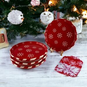 Vintage- 'Temp-Tations by Tara' 8" Snowflake Plates Set of 4 NEW